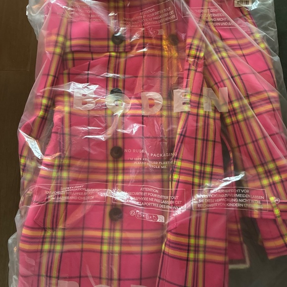 NWT Boden Cheltenham Trench Coat bright pink plaid 8 M - Picture 7 of 10
